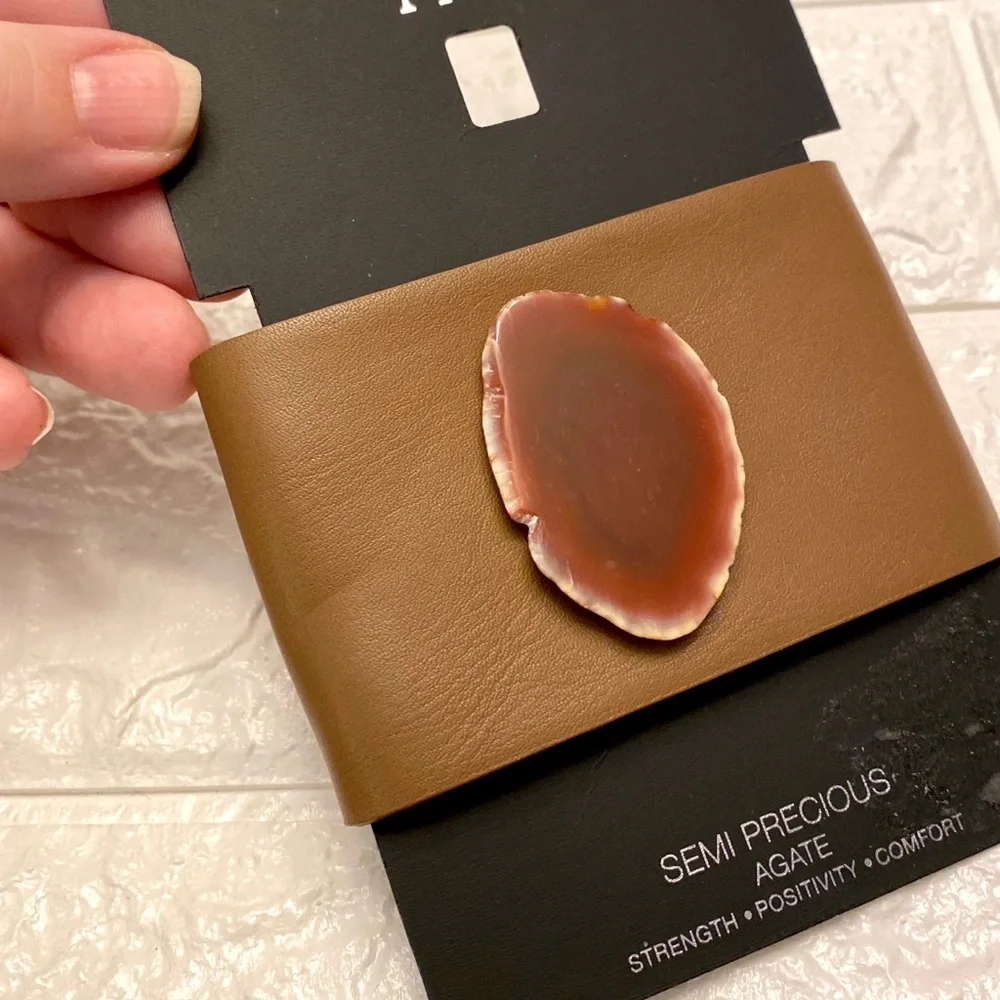 Faux Leather Cuff and Agate Bracelet by I.… - Picture 2 of 10